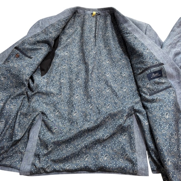 Ralph Ralph Lauren Mens Linen Blazer Blue Paisley Lined Sport Coat Jacket 52R - Picture 8 of 10
